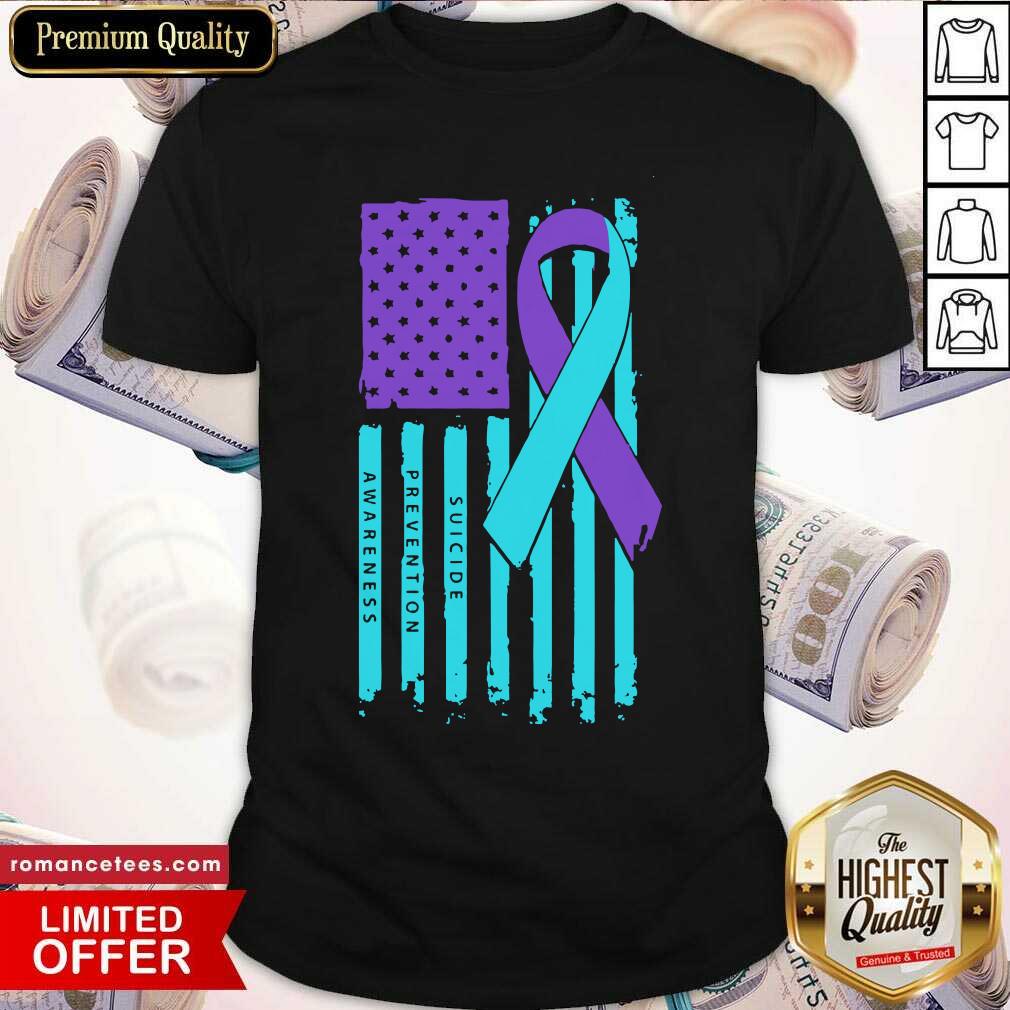Official Teal And Purple Ribbon Flag Suicide Awareness Shirt