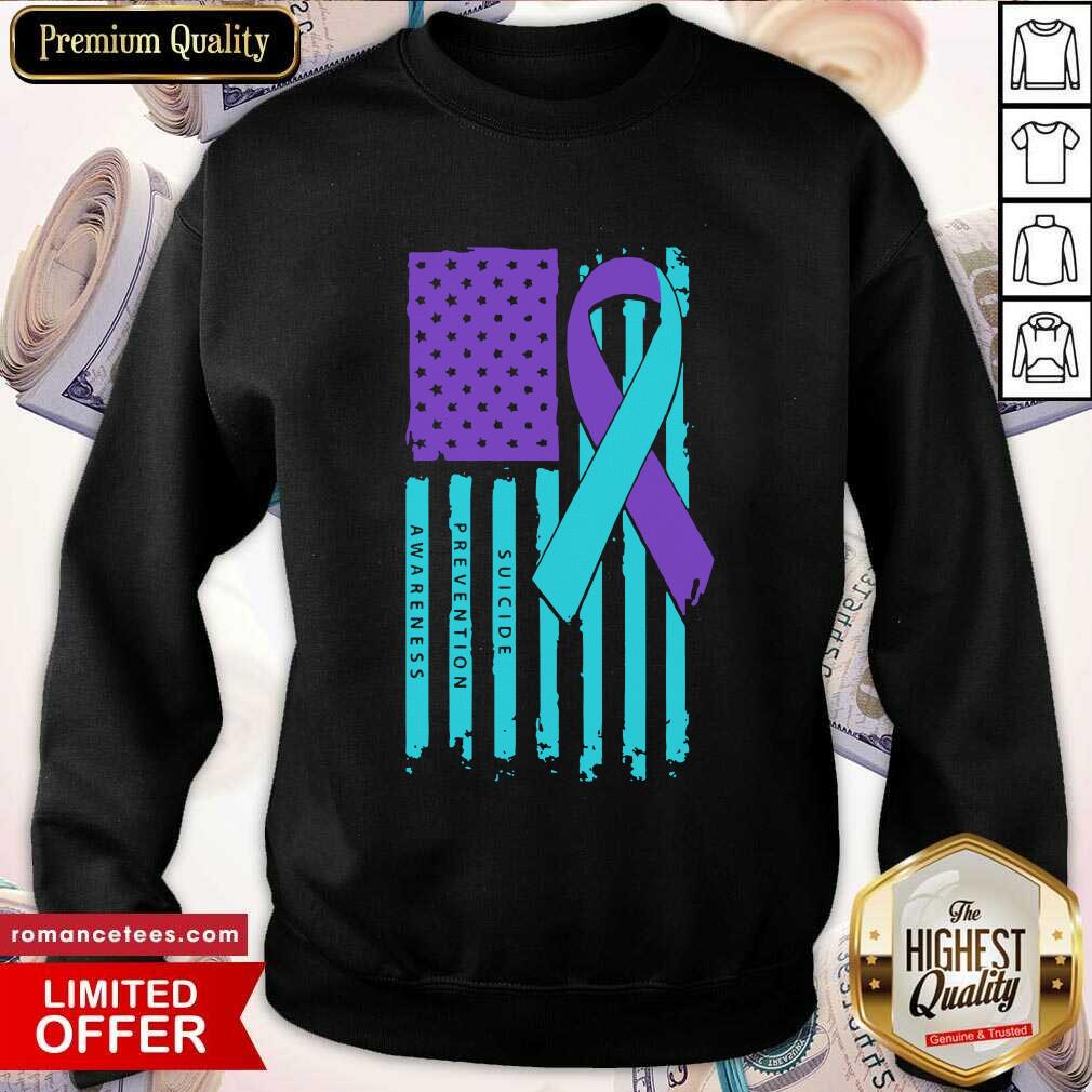 Official Teal And Purple Ribbon Flag Suicide Awareness Shirt