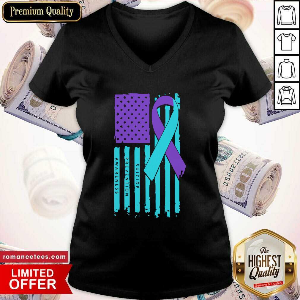 Official Teal And Purple Ribbon Flag Suicide Awareness Shirt