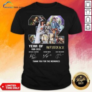 Official 32 Years Of Beetlejuice 1988 2020 Thank You For The Memories Signatures Shirt
