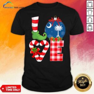 Cute Love South Carolina State Flag Pajama Elf Merry Christmas Shirt