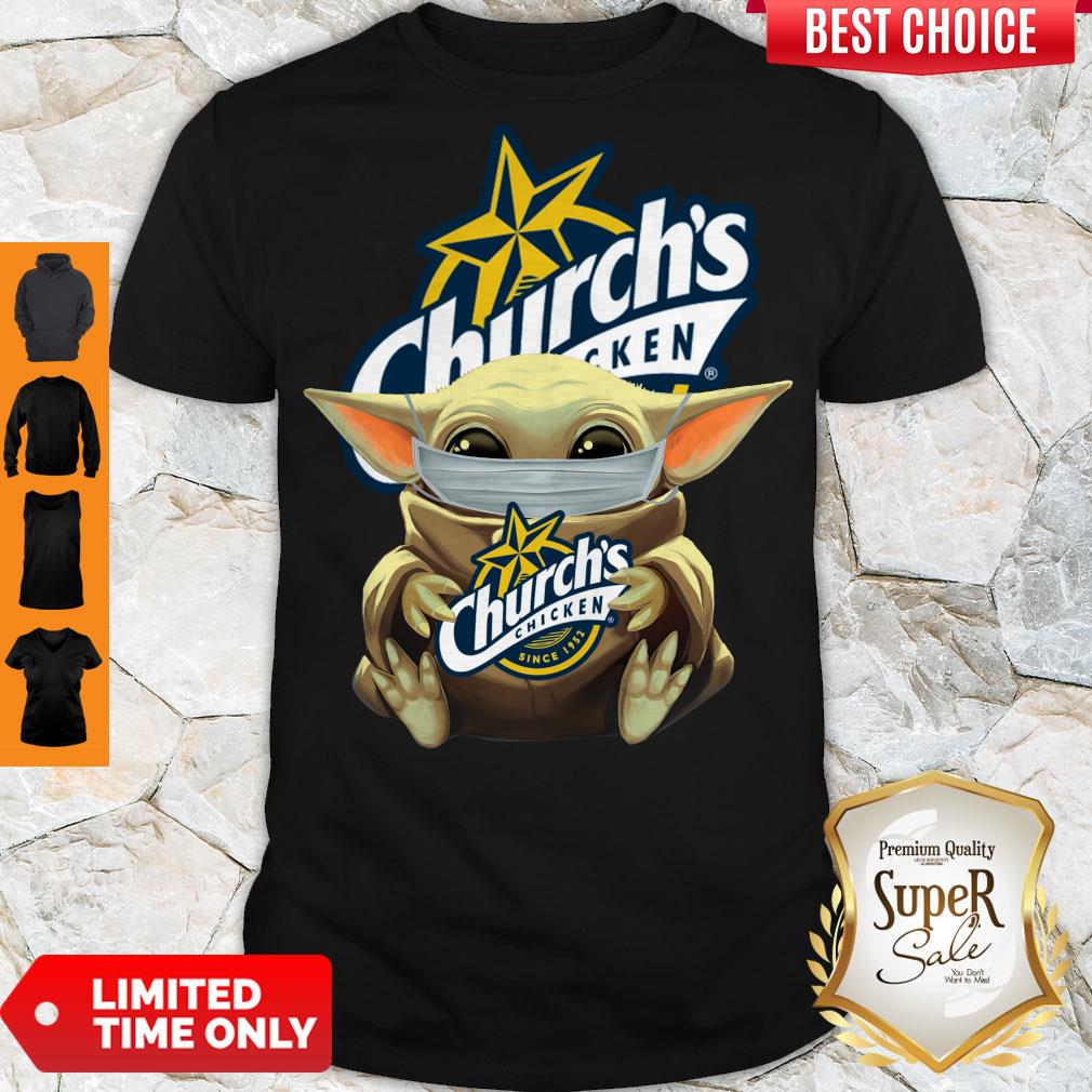 Hot Baby Yoda Mask Hug Church's Chicken Shirt