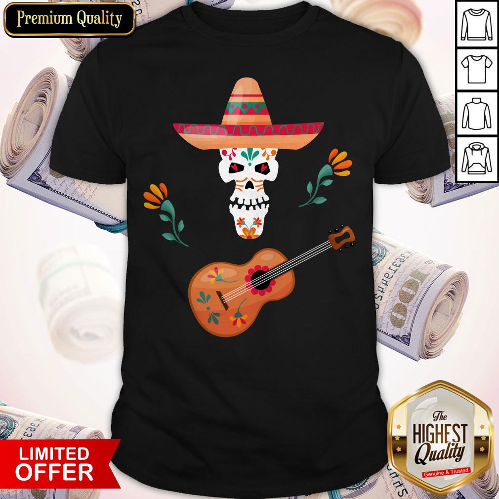 Sugar Skull Guitar Day Of Dead Dia De Muertos Shirt