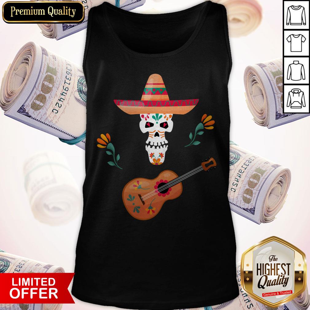 Sugar Skull Guitar Day Of Dead Dia De Muertos Shirt