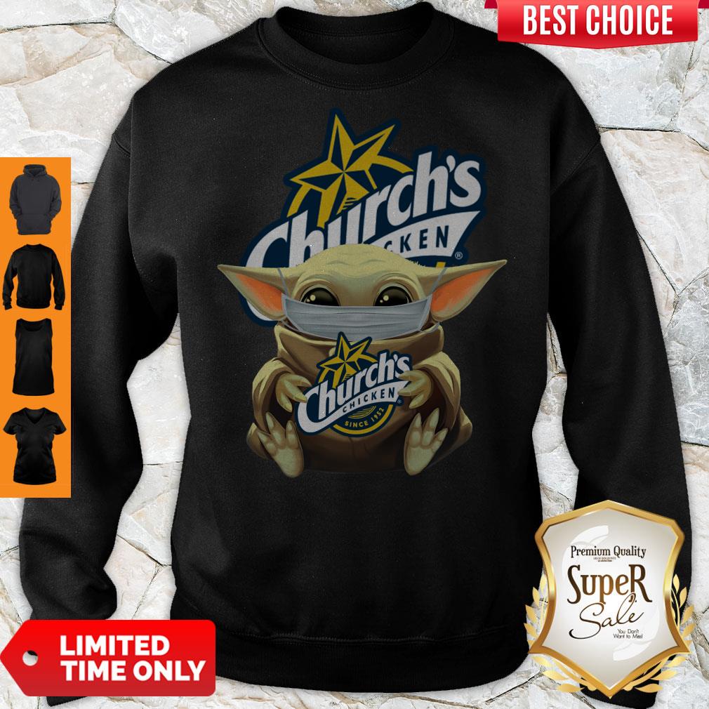 Hot Baby Yoda Mask Hug Church's Chicken Shirt