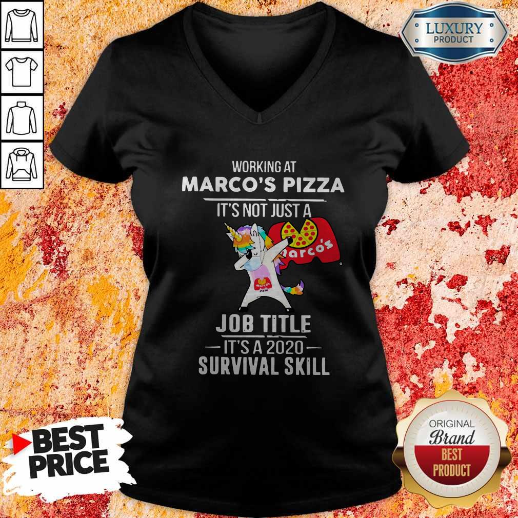 unicorn-dabbing-working-at-marcos-pizza-its-not-just-a-moes-southwest-grill-welcome-to-job-title-its-a-2020-survival-skill-v-neck.jpg