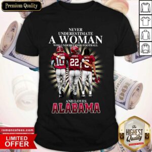 Nice Never Underestimate A Woman Who Understands Football And Loves Alabama Crimson Tide M.Jones Harris Smith Signatures Shirt