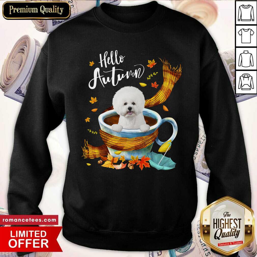 White Bichon Frise Hello Autumn Shirt