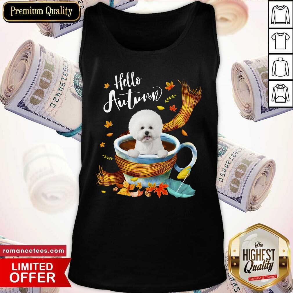 White Bichon Frise Hello Autumn Shirt