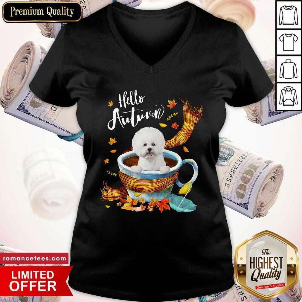 White Bichon Frise Hello Autumn Shirt