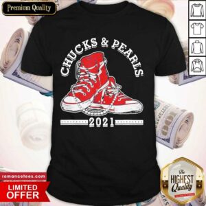 Good Vice President Kamala Harris Chucks And Pearls 2021 Red Shirt