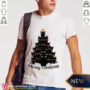 Nice Black Cats Christmas Tree Meowy Christmas Shirt