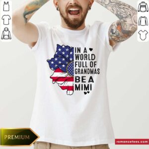 In A World Full Of Grandmas Be A Mimi Flower American Flag Shirt