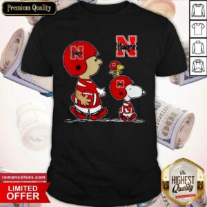 Nice The Peanuts Charlie Brown And Snoopy Woodstock Nebraska Cornhuskers Football Shirt