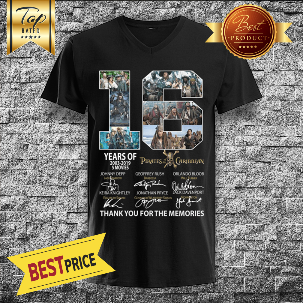 16 Years Of Pirates Of The Caribbean 2003-2019 5 Movies Signatures Shirt