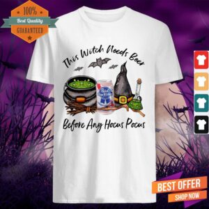 Pabst Blue Ribbon Can This Witch Needs Beer Before Any Hocus Pocus Halloween T-Shirt