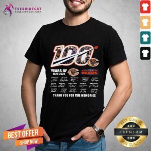 Happy Chicago Bears 100 Years Of 1920 2020 Thank You For The Memories Signatures Shirt