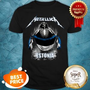 Nice Skeleton Metallica Mashup Estonia Flag Shirt