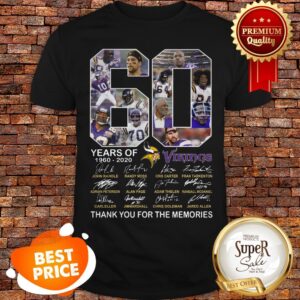 60 Years Of Minnesota Vikings 1960 2020 Signature Thank You For The Memories Shirt