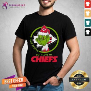 Hot The Grinch Santa I Hate People But I Love My Kansas City Chiefs Christmas Shirt