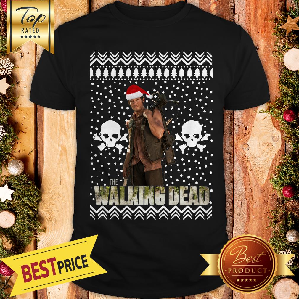 Good The Walking Dead Daryl Dixon Santa Hat Ugly Christmas Shirt