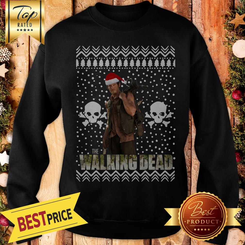 Good The Walking Dead Daryl Dixon Santa Hat Ugly Christmas Shirt