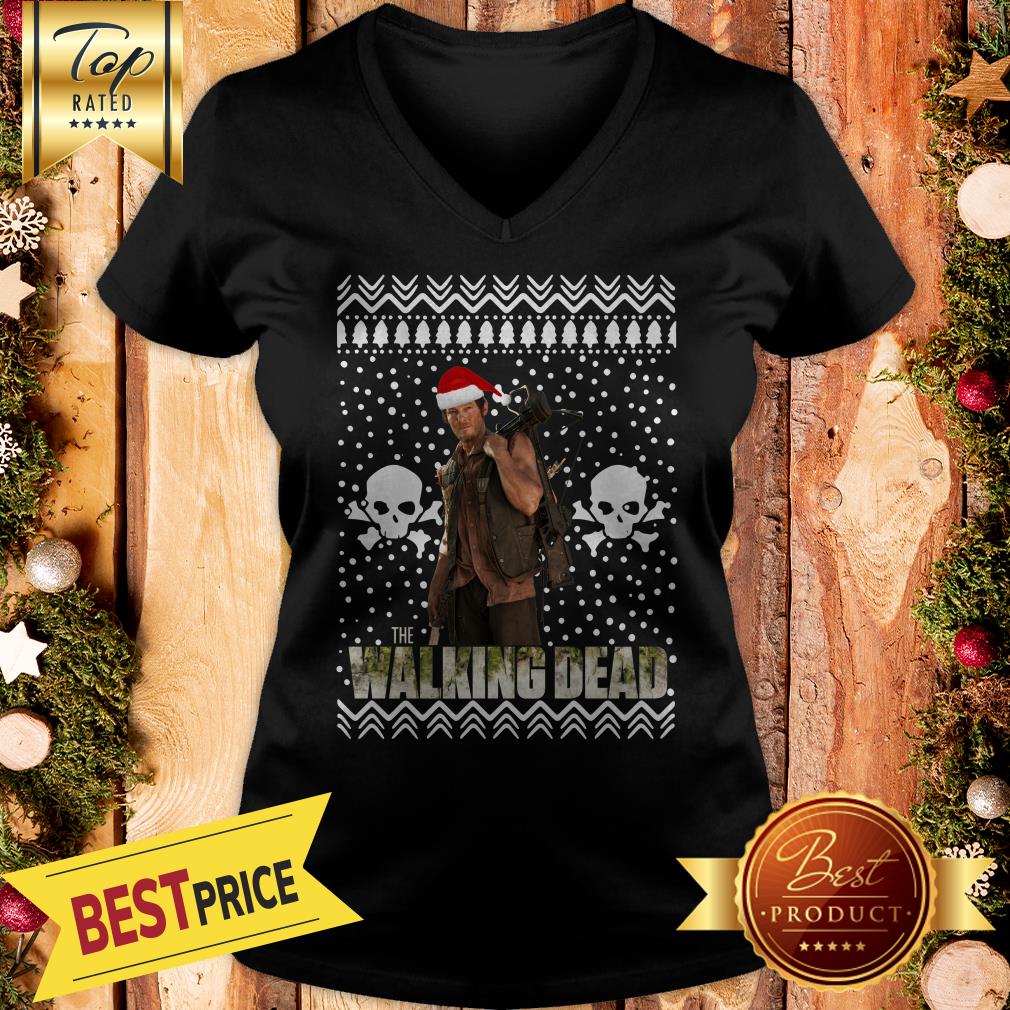 Good The Walking Dead Daryl Dixon Santa Hat Ugly Christmas Shirt