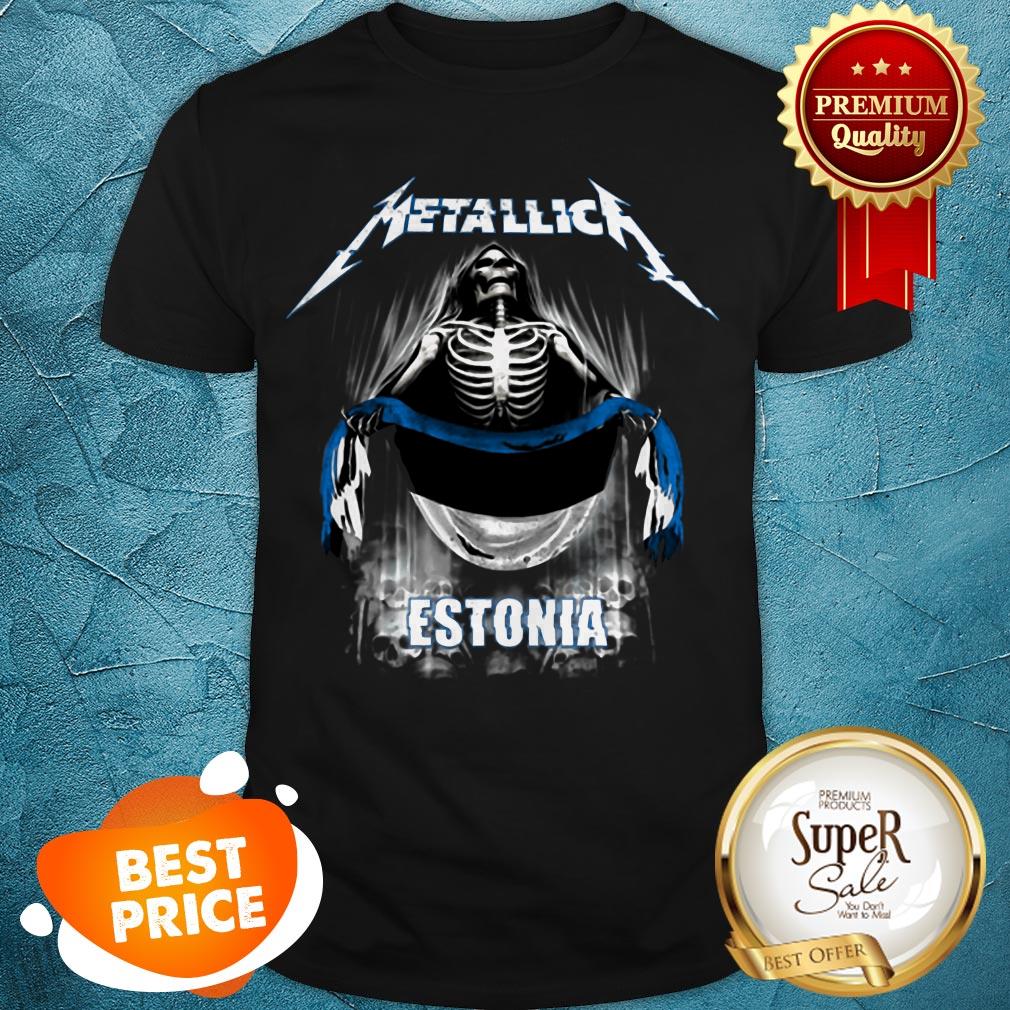 Nice Skeleton Metallica Mashup Estonia Flag Shirt