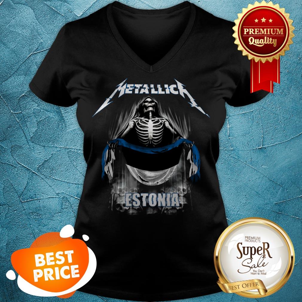 Nice Skeleton Metallica Mashup Estonia Flag Shirt