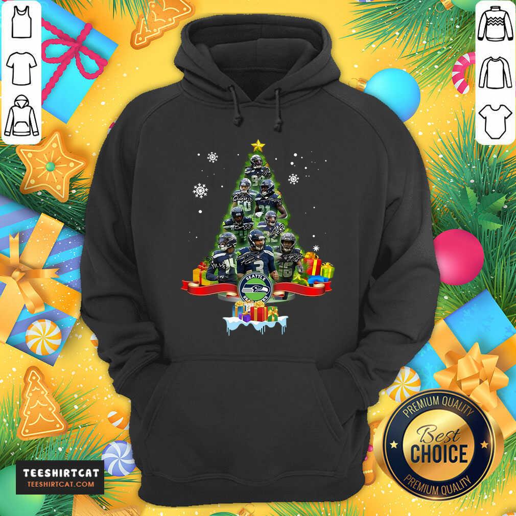 Original Seattle Seahawks Player Signatures Christmas Tree Shirt