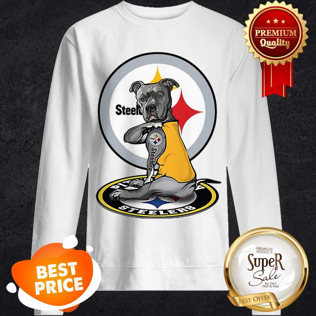 Nice Black Pitbull Tattoo Pittsburgh Steelers Logo Shirt