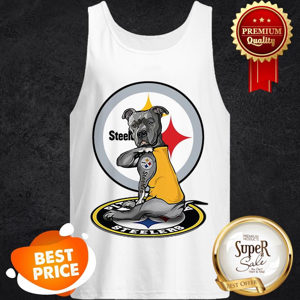 Nice Black Pitbull Tattoo Pittsburgh Steelers Logo Shirt
