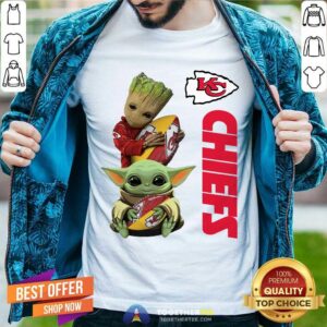 Funny Baby Yoda And Baby Groot Hug Football Kansas City Chiefs Shirt