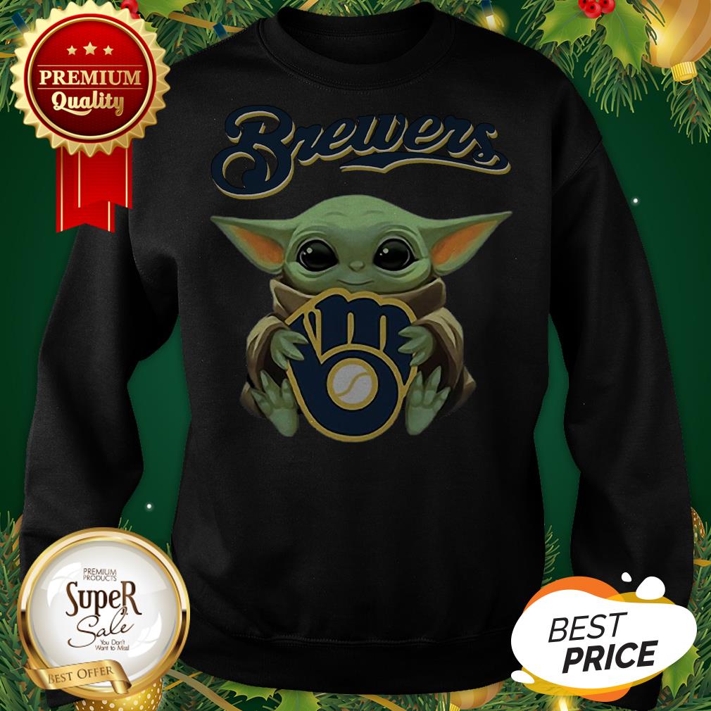 Baby Yoda Hug Milwaukee Brewers Star Wars Mandalorian Shirt