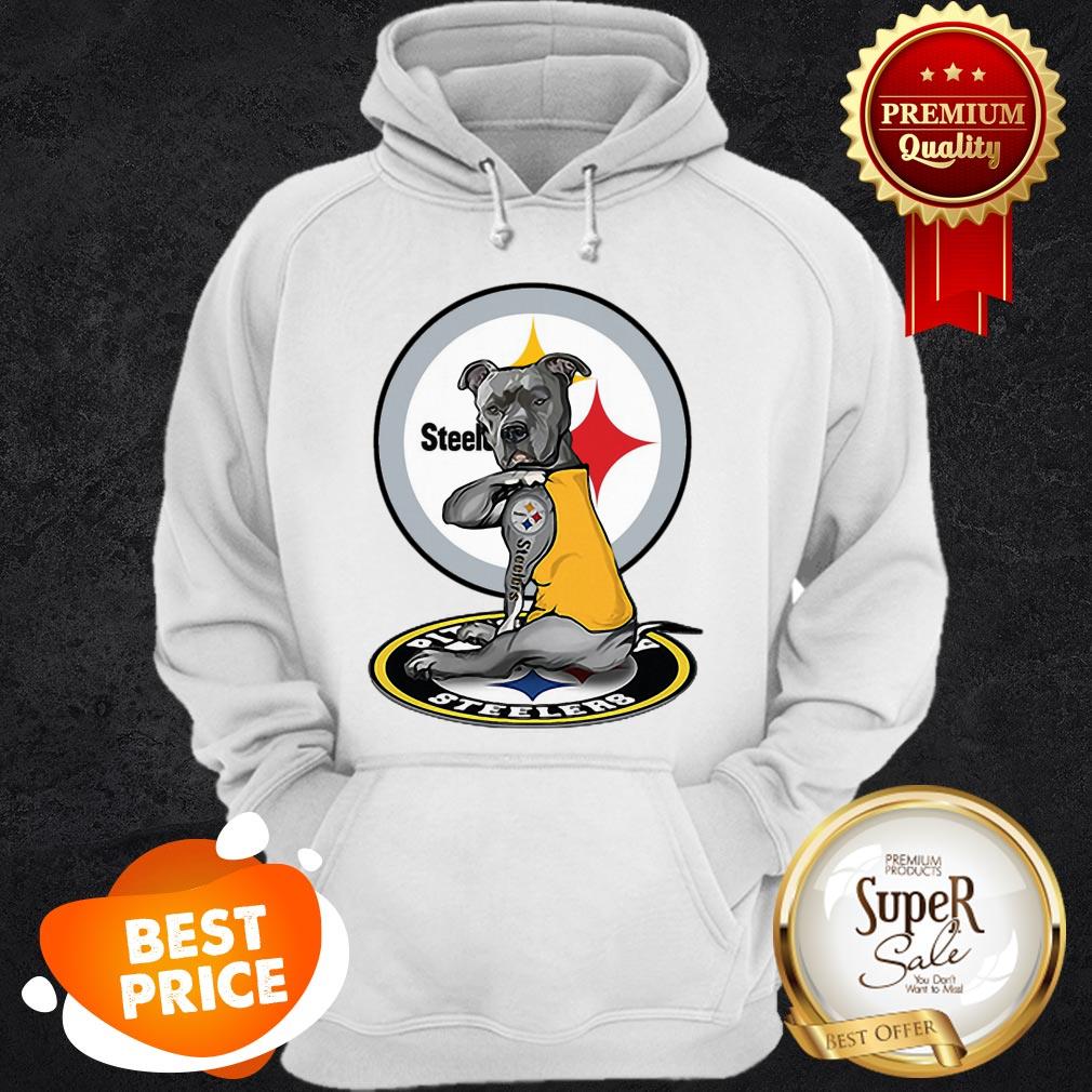 Nice Black Pitbull Tattoo Pittsburgh Steelers Logo Shirt