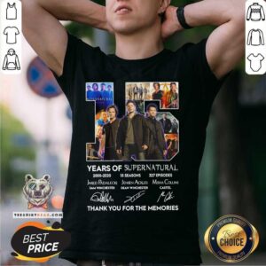 Hot 15 Years Supernatural 15 Seasons 327 Episodes Thank You For The Memories Signatures Shirt