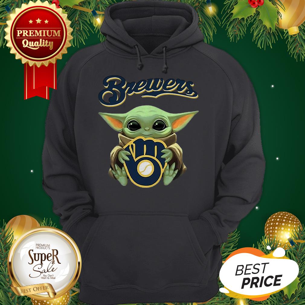 Baby Yoda Hug Milwaukee Brewers Star Wars Mandalorian Shirt