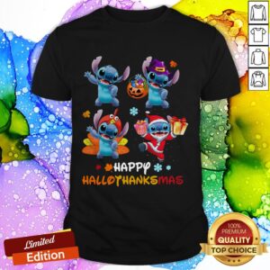 Premium Stitch Happy Hallothanksmas Pumpkin Shirt