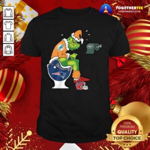 Top The Grinch Miami Dolphins Shit On Toilet New England Patriots And Other Teams Christmas Shirt