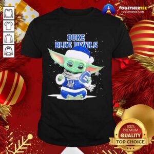 Nice Baby Yoda Play Rugby Duke Blue Devils Merry Christmas Shirt