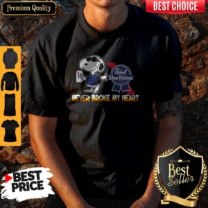 Snoopy Pabst Blue Ribbon Beer Never Broke My Heart Shirt