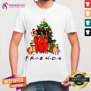 Hot Black Womens Happy And Friends Merry Christmas Tree Shirt