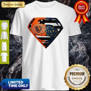 Superhero Chicago Bears And Notre Dame Diamond American Flag Independence Day T-Shirt