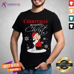 Good Snoopy And Charlie Brown Christmas Begins With Christ Shirt