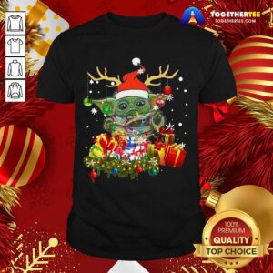 Official Baby Yoda Hat Santa Reindeer Christmas Gift Shirt