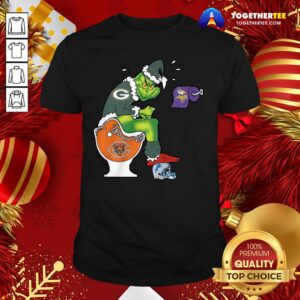 Nice The Grinch Green Bay Packers Shit On Toilet Chicago Bears And Other Teams Christmas Shirt
