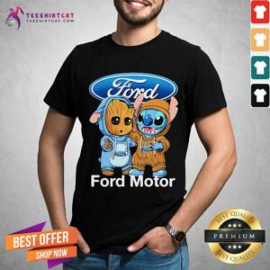 Lovely Baby Groot And Stitch Ford Motor Logo Shirt