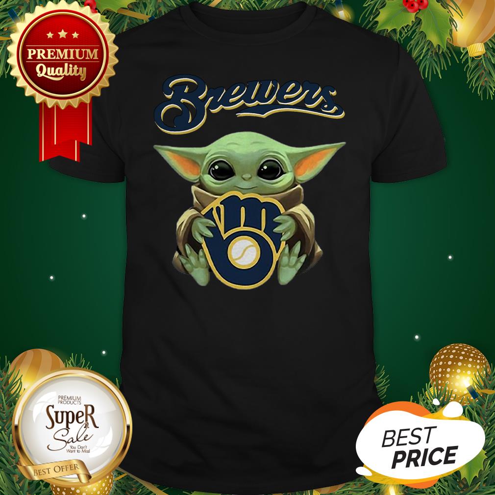 Baby Yoda Hug Milwaukee Brewers Star Wars Mandalorian Shirt