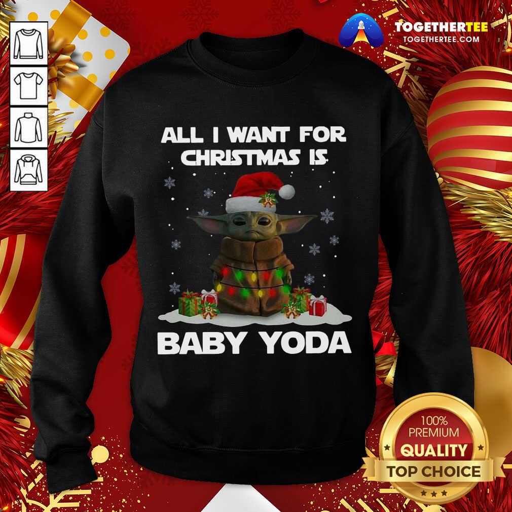 Awesome All I Want For Christmas Is Baby Yoda Santa Gift Shirt