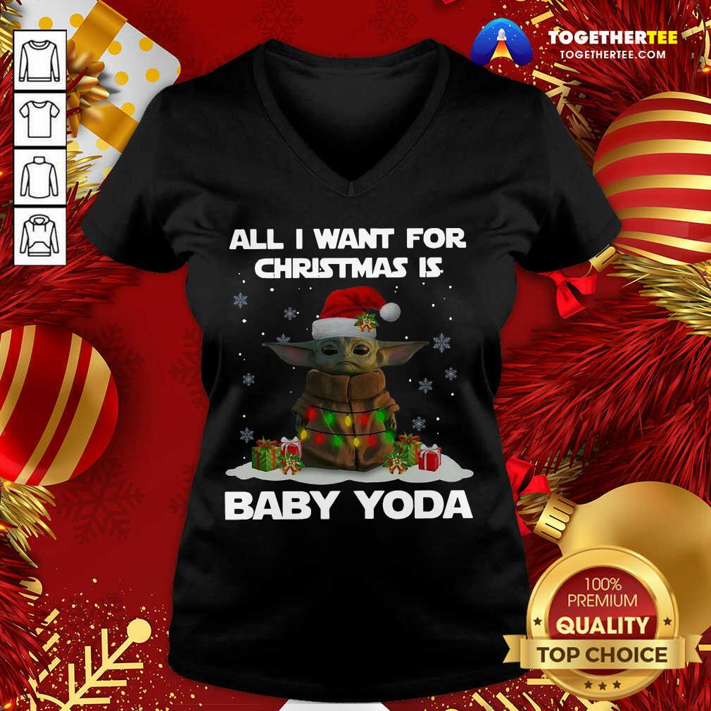 Awesome All I Want For Christmas Is Baby Yoda Santa Gift Shirt